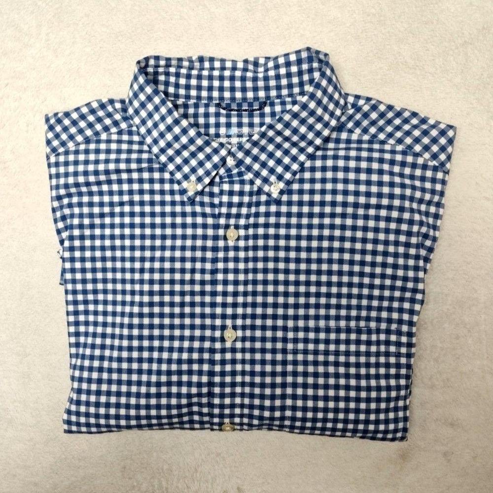 Vineyard Vines Shirt Mens L Blue Gingham Button-Up Performance On The Go‎ Work